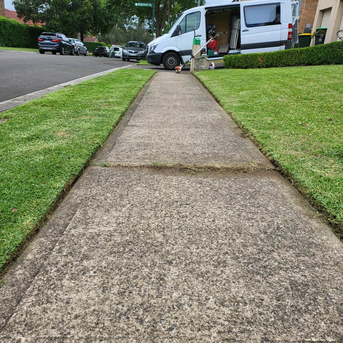 Crisp lawn edges along a footpath in Kellyville, NSW